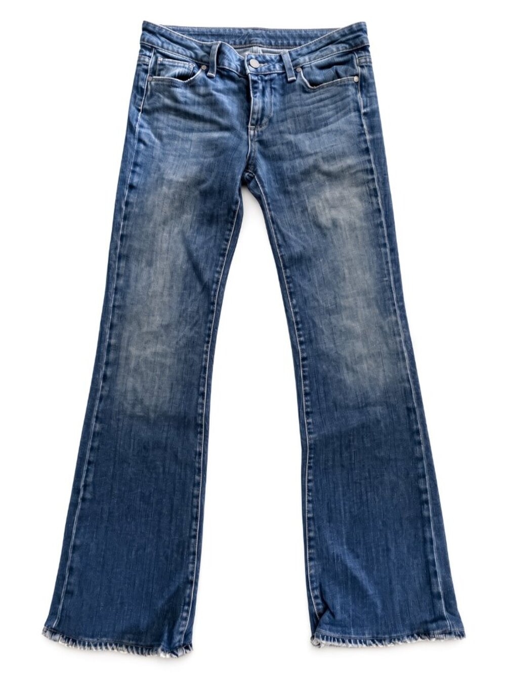 PAIGE Hollywood Hills Bootcut Jeans Size 29 Medium Wash Raw Hem